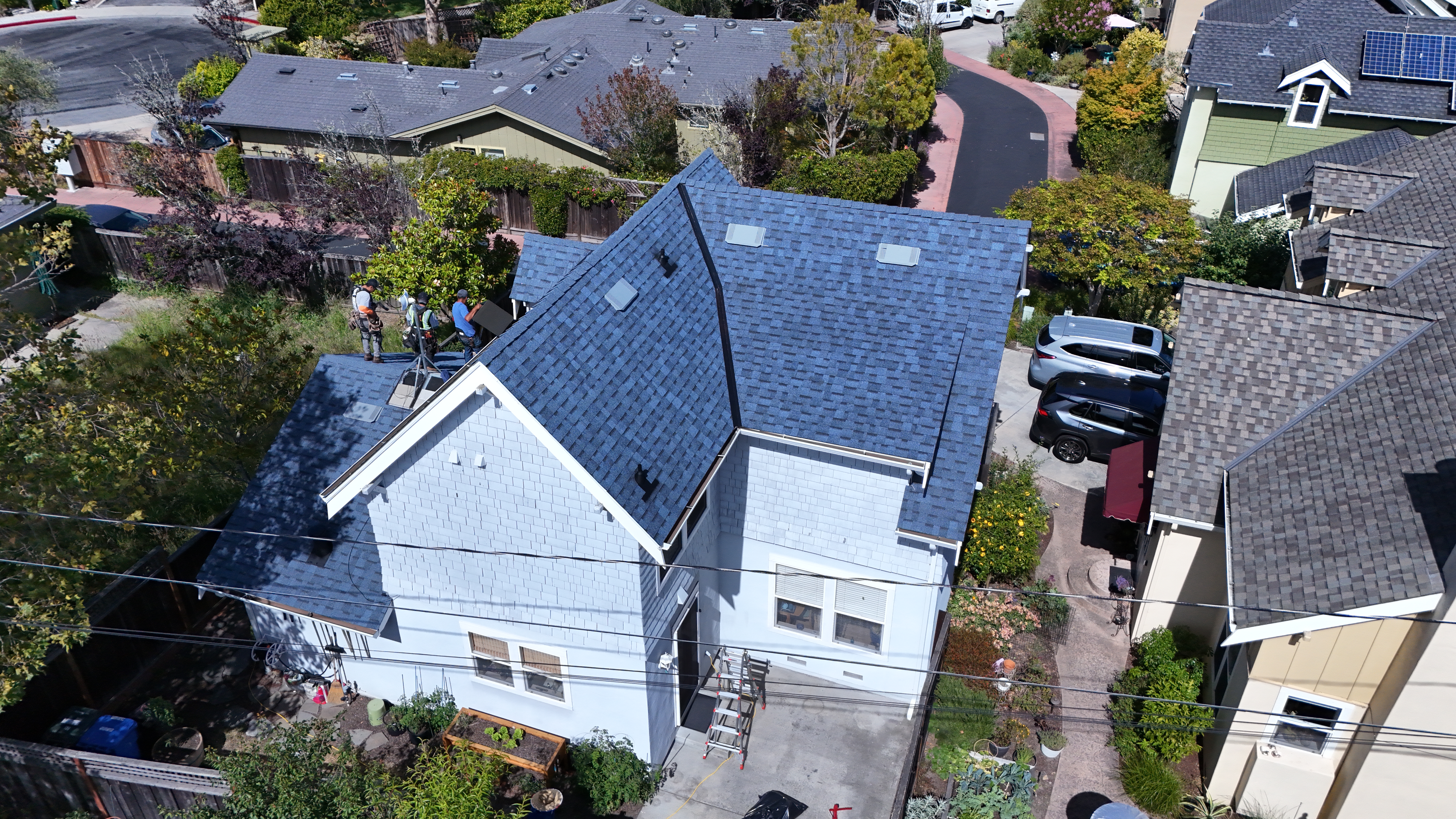 Harbor Blue Duration shingles aerial angle view